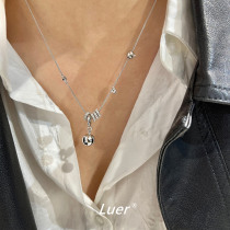 # Lucky Treasure# Solid Edition Small Coin Can Pull All Body 925 Silver Minor Temperament Necklace LUER