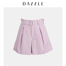 Dazzle Disu autumn 2019 new simple A-line stripe casual belt shorts for women 2g3q1142g