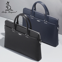 LUCKYKANGAROdermal Mens handbag Handbags Mens briefcase bungalow Cow Leather Business Leather Bag Computer Bag