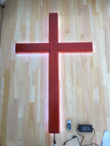  Ultra-large solid wood wooden church church large cross wall hanging 0 9 meters-2 meters with light slot and remote control