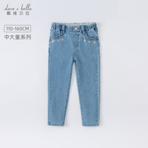 Davibella child clothing girl jeans children foreign air spring clothing 12 year old girl pants CUHK child long pants spring autumn