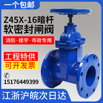  Z45X dark rod gate valve Cast iron valve soft seal flange gate valve Fire water valve switch DN50 100 150