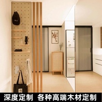 Solid wood Japanese screen partition Nordic living room decoration Modern and simple entrance column hole board shelf