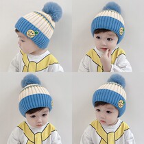 Japanese baby hat cute baby wool hat ear protection warm knitted autumn and winter boys and girls childrens pullover caps