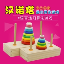 Wooden Hanoi Tower Ten-layer intellectual games childrens customs clearance toys Primary School students logical thinking training Hanoi Tower