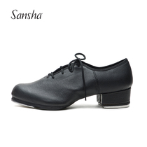 Sansha France new wooden root tap dance shoes male adult lace-up dance shoes soft-bottom tap shoes