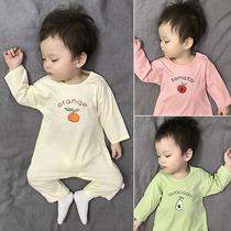  Newborn baby clothes spring and autumn thin long-sleeved 0 western style Korean climbing clothes net red 6 cute baby one-piece