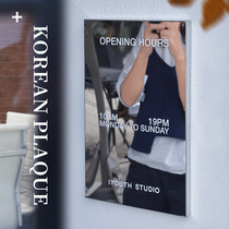 Korea ins stainless steel mirror plaque custom signboard Net red photo coffee shop wall billboard display board