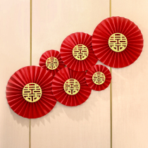 Happy word wedding paper fan flower decoration wedding room layout men and womens bedroom wall stickers creative new House package wedding supplies