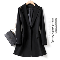 Blazer womens 2021 new spring and autumn Korean version of the long style explosive black long sleeve professional suit Joker jacket