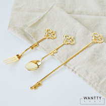 Spot Japanese imported elfin high Mulberry metal key gold-plated diamond dessert spoon snack fork stirring rod