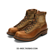 Amei Kazi retro overdo boots men and women autumn and winter plus velvet Martin boots high paratrooper boots brown leather shoes