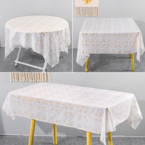 Golden flower disposable tablecloth thickened waterproof coffee table oil-proof round table rectangular tablecloth printed tablecloth large stall
