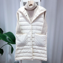 2021 new down vest women's long hooded Korean version of thin white duck down vest coat with horse clip