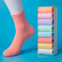nv wa zi cotton socks qiu dong kuan Ms. candy-colored stockings Korean version of the thick College wind solid wild Four Seasons