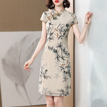 Improved Cheongsam summer retro 2021 new French niche elegant young mother summer dress female trend