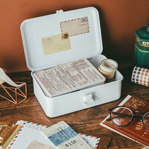 Miscellaneous Ah ins simple white desktop dustproof retro iron storage box hand account stationery skin care storage box