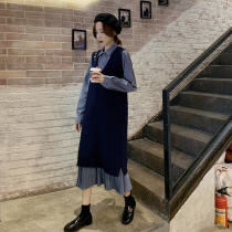 Pregnant women dress foreign style Net red maternity dress spring and autumn early autumn dress fashion autumn and winter shirt long dress
