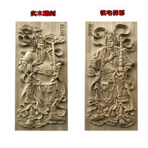 Door head flower wood flower Door God Dongyang wood carving relief solid wood figure carving square decorative door flower