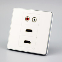 Silver edge 86 type 2 HDMI HD in-line audio welding-free panel AV two-hole Lotus audio wall socket