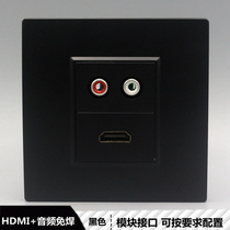 Black double Lotus head audio HDMI HD socket 86 type TV 4K wall red and white audio multimedia panel