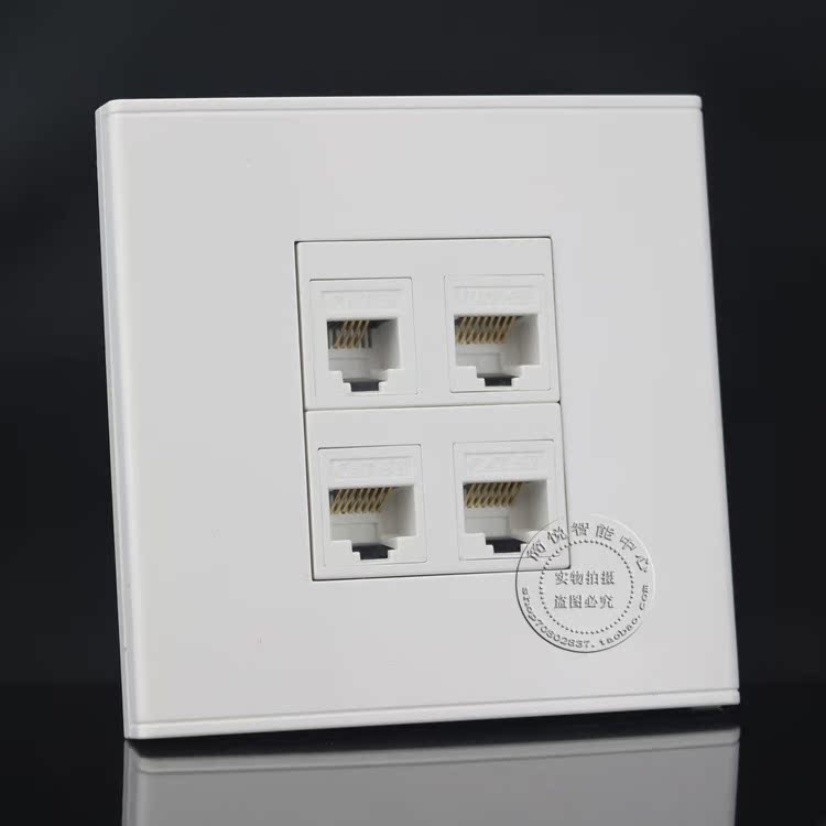 Type 86 2-bit 4-port network cable socket 3 RJ45 computer network cable + 1 CAT3 voice telephone wall socket