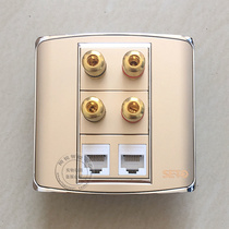 Type 86 champagne gold audio with dual network socket panel 4 head audio Audio Computer information switch socket