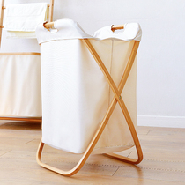 Large capacity with lid Japanese bamboo X-shaped laundry basket folding fabric clothing storage basket bathroom waterproof dirty clothes basket