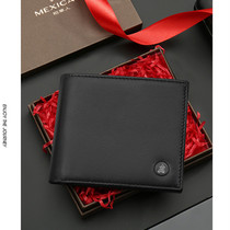 Scarecrow mens wallet sheepskin thin wallet gift high-end gift box leather short fashion business leather wallet