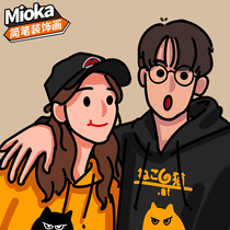 INS cartoon hand-painted Photo Design stick figure couple head portrait comic character Image logo creative customization