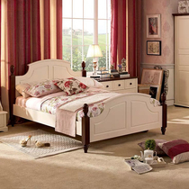  Ximengbao childrens furniture combination bedroom solid wood American fashion white coffee color 1 5 meters single bed childrens solid wood bed