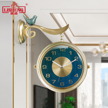 Lisheng light luxury double-sided wall clock mute living room personality Nordic fashion creative clock modern simple home clock