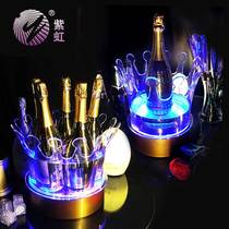 Purple rainbow glowing ice bucket champagne bucket LED bar Crown wine barrel wine cocktail ice bucket colorful wine bucket