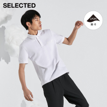 SELECTED silade summer new Lycra letter trend casual lapel short sleeve T-shirt men S)421206026