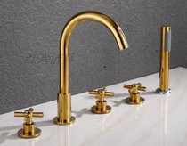 Black gold chrome split five-piece set vertical faucet Whirlpool faucet (outlet pipe can be rotated)