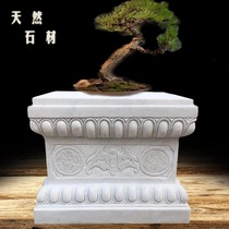 Stone carving lotus seat white marble seat flower stand bonsai base courtyard villa stone bench simple stone pier ornaments
