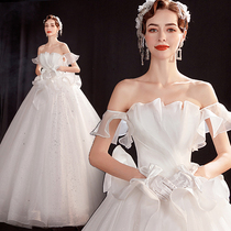Angels wedding dress sweet shoulder French bride Princess star light chest chest wedding dress wholesale 16037