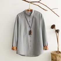 Chinese style mens Tang suit young mens long sleeves Chinese clothes ancient style Chinese clothes tea clothes spring and summer