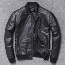 Welfare section special clearance first layer cowhide leather baseball suit Casual autumn jacket mens jacket leather leather jacket
