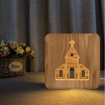 Scripture night lamp bedside lamp creative home decoration solid wood church hollow lamp church wedding gift