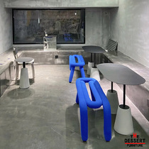 Net red dessert milk tea shop coffee shop industrial style special-shaped chair cement table commercial Klein blue table and chair combination