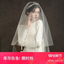 Manchen Fang 2021 New veil (Shuangluo) with small comb short Bride wedding tour veil