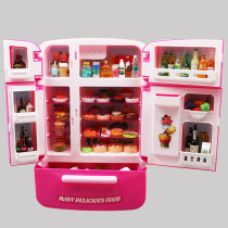 Miniature food play supermarket model girl boy house toy simulation big refrigerator drink kitchen appliance set