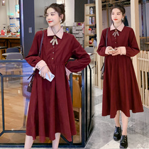 Net red pregnant women autumn suit fashion shirt dress loose large size long pregnancy Spring and Autumn long skirt