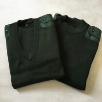 New sweater round neck officer mens wool pants stand collar O-Collar Cotton thread coat warm velvet olive green V-neck