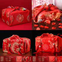 Wedding supplies happy basin wrap cloth women bride home dowry storage Red single double layer leather