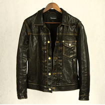 Classic 506 Japanese Retro Wash Do Wrinkle Head Layer Horse Leather Casual Short Denim Jacket Leather Leather