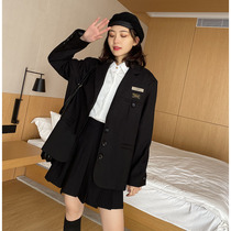 Black small blazer womens 2021 spring and autumn Korean version of loose fashion Hong Kong style casual small man suit jacket