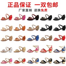 New childrens Latin dance shoes Girls dance shoes Girls soft-soled low-heeled Latin shoes Female adult dance shoes