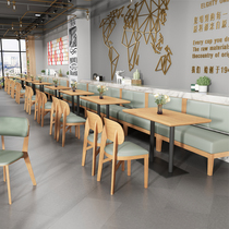 Japanese theme restaurant coffee Western restaurant sofa bookstore milk tea shop custom solid wood card table and chair combination